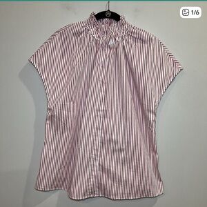 Pomander Place Tuckernuck Red Stripe Rae Blouse Size Small Ladies Button Up Top